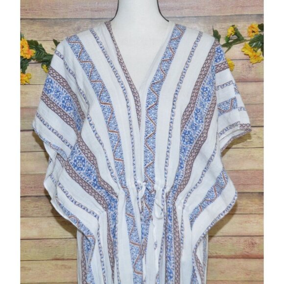 Easel Size M Kimono Top Coverup Open Front Cardigan Geo Print Boho Tassels - Picture 4 of 13